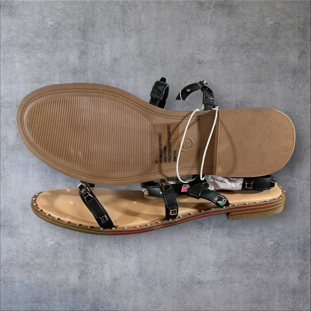 Studded Black Strappy Sandals Astrid by a new day NEW NWT